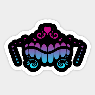 Sugar Skull Teeth and Nose Vaporwave Sticker